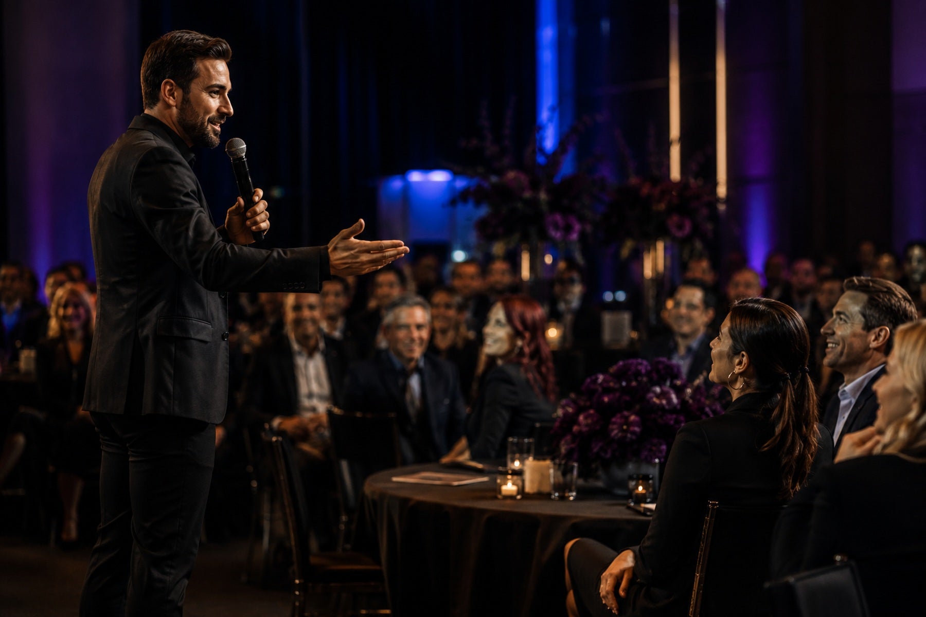 Host guiding an interactive audience session
